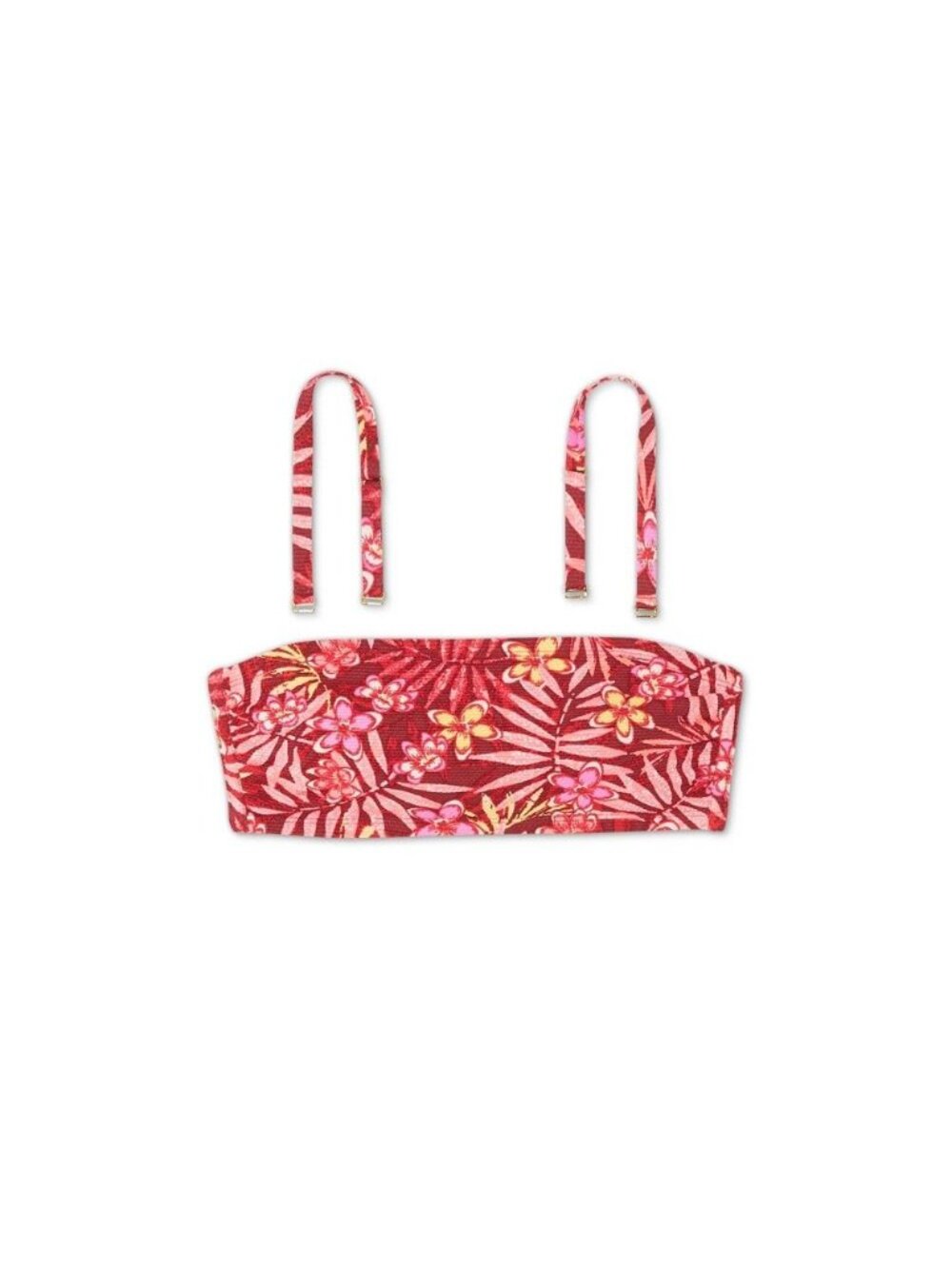 Xhilaration Juniors' Pique Bandeau Bikini Top Floral Pink D/DD